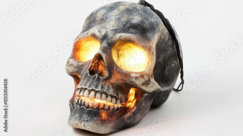 Wallpaper Mural Glowing Halloween skull lantern with eerie light, perfect for spooky decorations, isolated on white background Torontodigital.ca