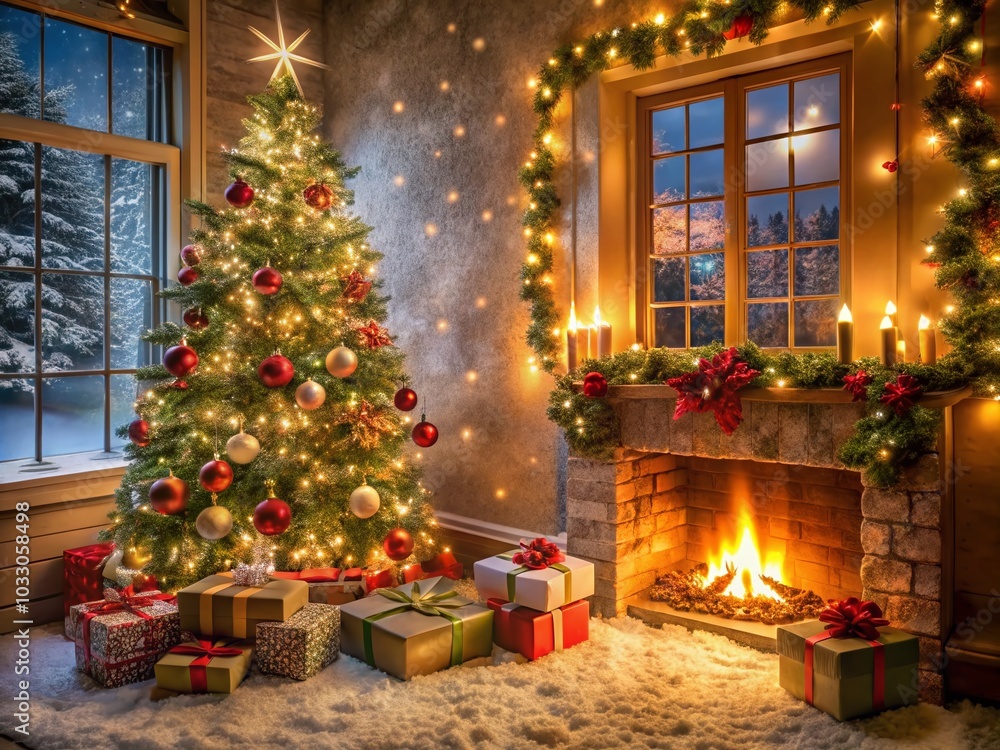 Cozy Christmas Wonderland with Festive Gifts for Low Light Photography Cozy Christmas Wonderland with Festive Gifts for Low Light Photography