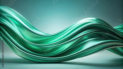 Tranquil luxury flowing waves of smooth green and turquoise silk elegance photo