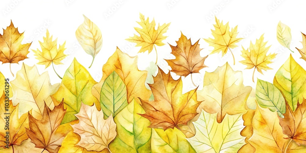 watercolor seamless background of autumn leafs in yellow and white watercolor seamless background of autumn leafs in yellow and white