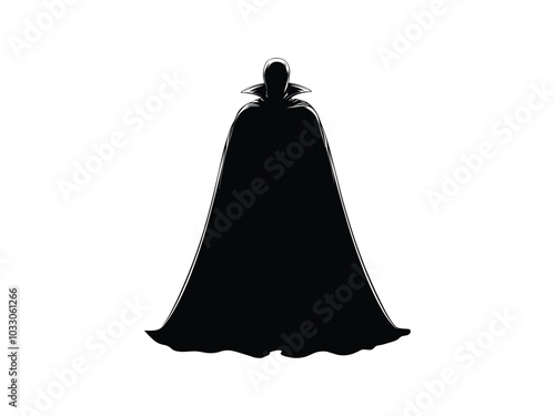 Vampire Cape Silhouette | Mysterious Cloak Design for Gothic and Fantasy Art
