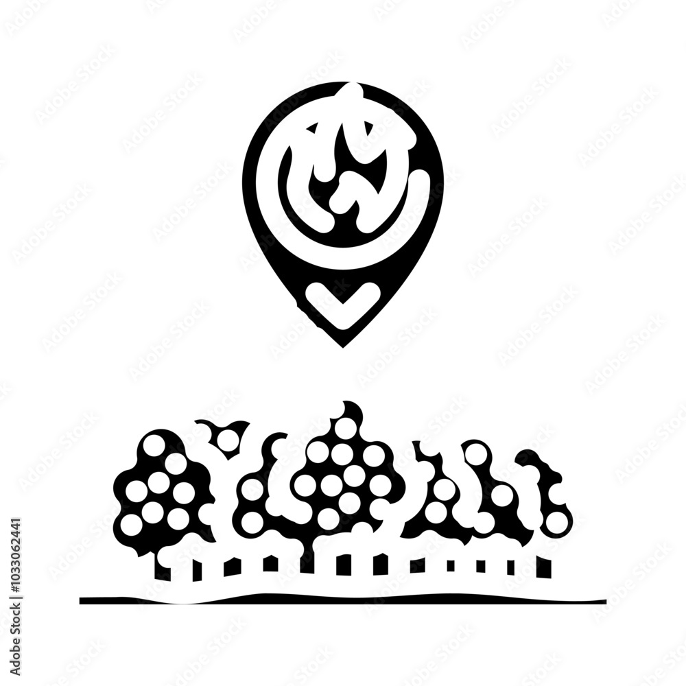 Obraz premium location forest fire glyph icon vector. location forest fire sign. isolated symbol illustration