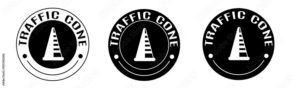 Black and white illustration of traffic cone icon in flat. Stock vector. Black and white illustration of traffic cone icon in flat. Stock vector.