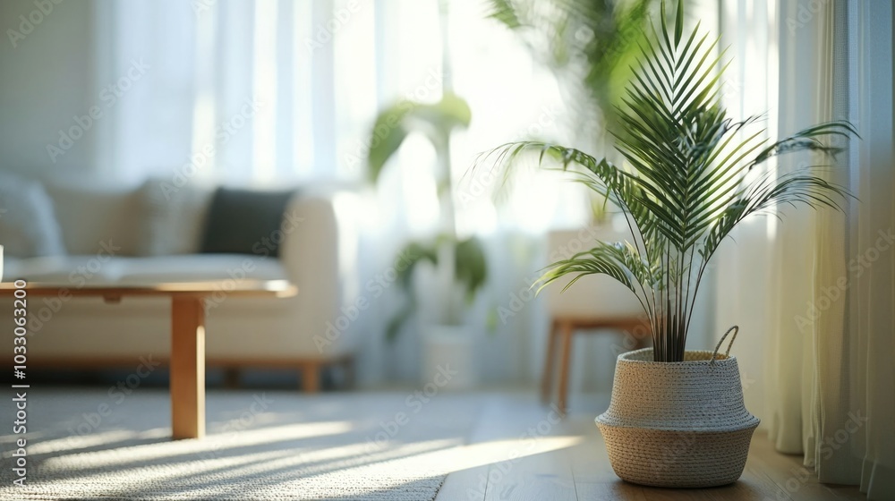 Modern Home Interior with Indoor Plant Modern Home Interior with Indoor Plant
