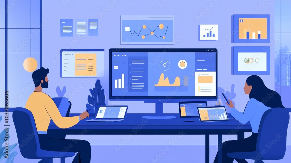 A remote team meeting, discussing digital marketing design strategies via video conferencing tools, with charts and wireframes visible A remote team meeting, discussing digital marketing design strategies via video conferencing tools, with charts and wireframes visible