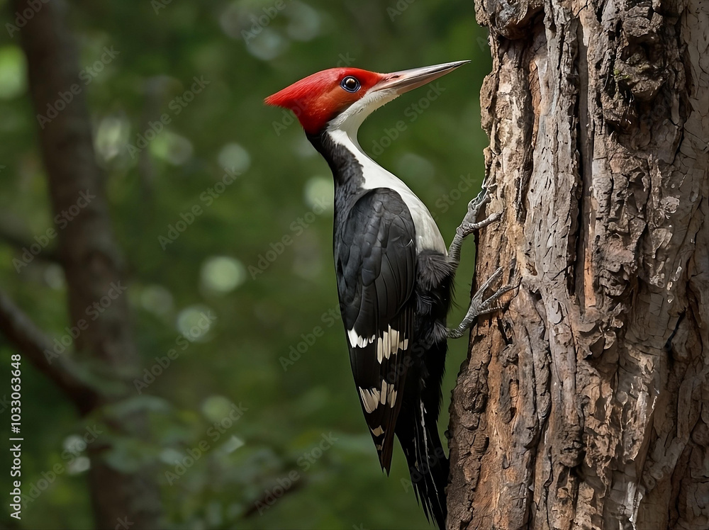 Fototapeta premium Ivory-billed Woodpecker (Campephilus principalis) – Once thought extinct, this striking woodpecker is one of the rarest birds in the U.S. 