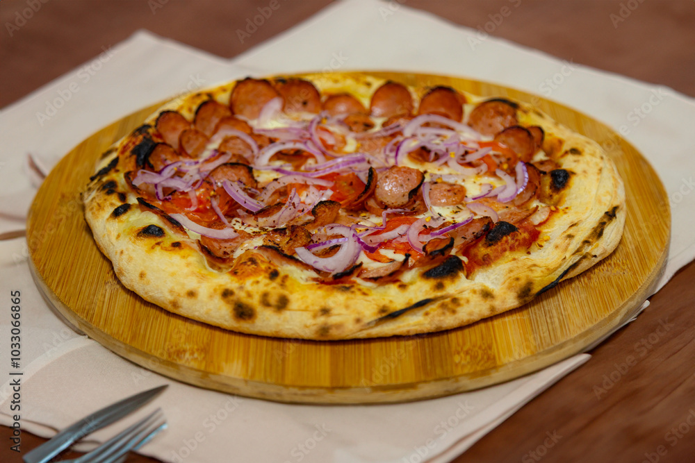 Rustic artisanal pizza in a cozy atmosphere Rustic artisanal pizza in a cozy atmosphere