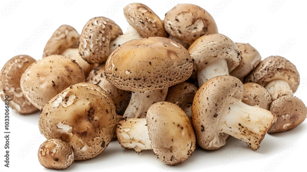 Pile of Agaricus blazei mushroom isolated on white background. Pile of Agaricus blazei mushroom isolated on white background.
