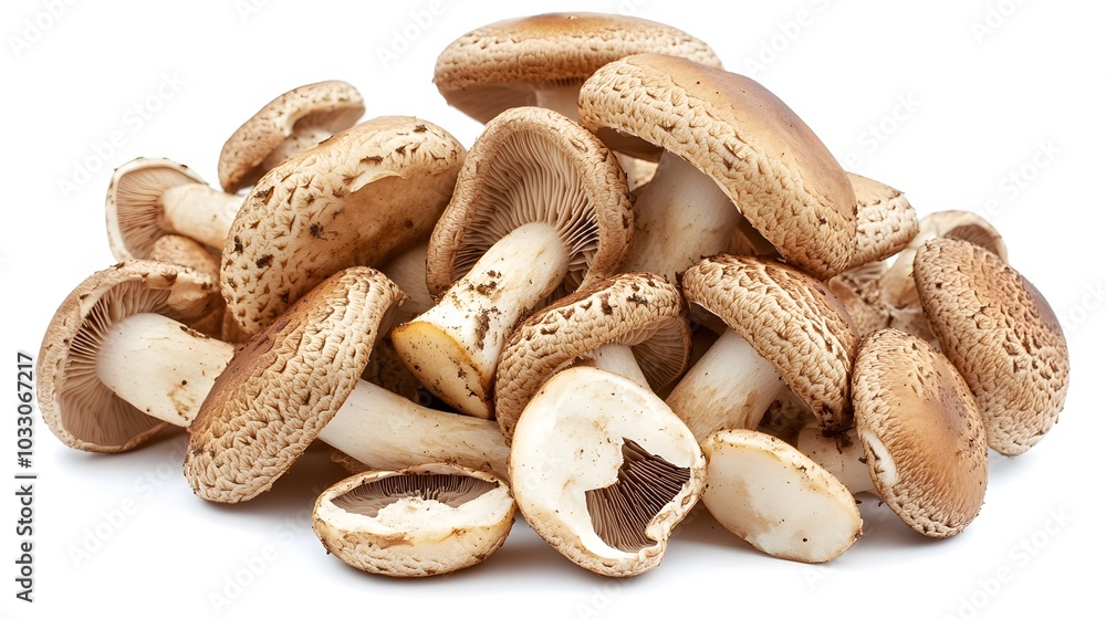 Pile of Agaricus blazei mushroom isolated on white background. Pile of Agaricus blazei mushroom isolated on white background.
