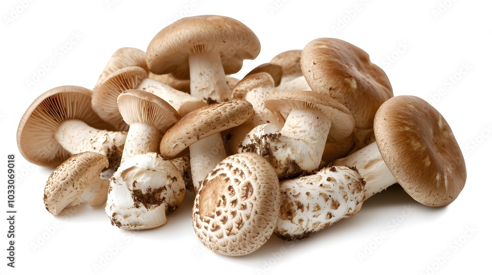 Pile of Agaricus blazei mushroom isolated on white background. Pile of Agaricus blazei mushroom isolated on white background.