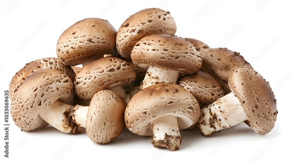 Pile of Agaricus blazei mushroom isolated on white background. Pile of Agaricus blazei mushroom isolated on white background.