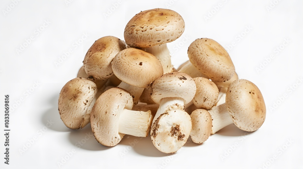 Pile of Agaricus blazei mushroom isolated on white background. Pile of Agaricus blazei mushroom isolated on white background.