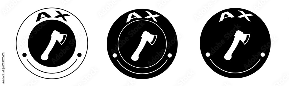 Black and white illustration of axe icon in flat. Stock vector. Black and white illustration of axe icon in flat. Stock vector.