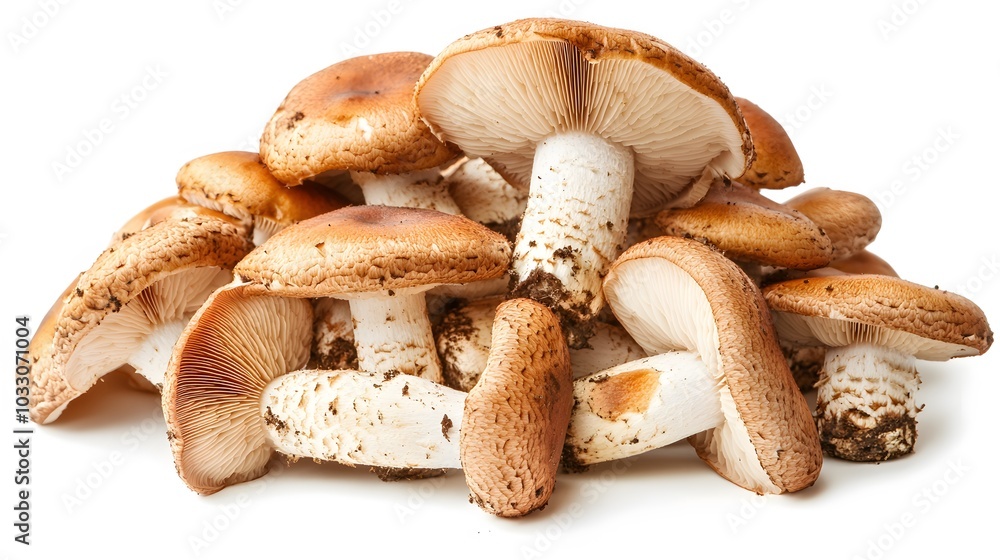 Pile of Agaricus blazei mushroom isolated on white background. Pile of Agaricus blazei mushroom isolated on white background.