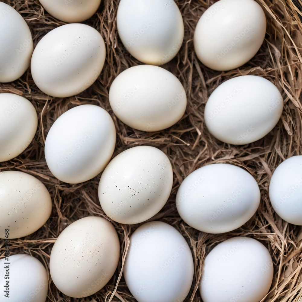 white eggs in the nest