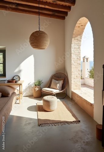 Refurbished Catalan Masia: A Harmonious Blend of Rustic Charm and Modern Minimalism with Vaulted Ceilings, Whitewashed Walls, and Elegant Dark Wood Accents