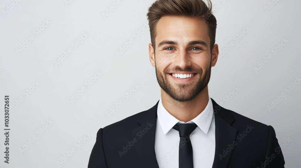 confident businessman in suit, smiling warmly against neutral background. His professional appearance and friendly demeanor convey success and approachability confident businessman in suit, smiling warmly against neutral background. His professional appearance and friendly demeanor convey success and approachability