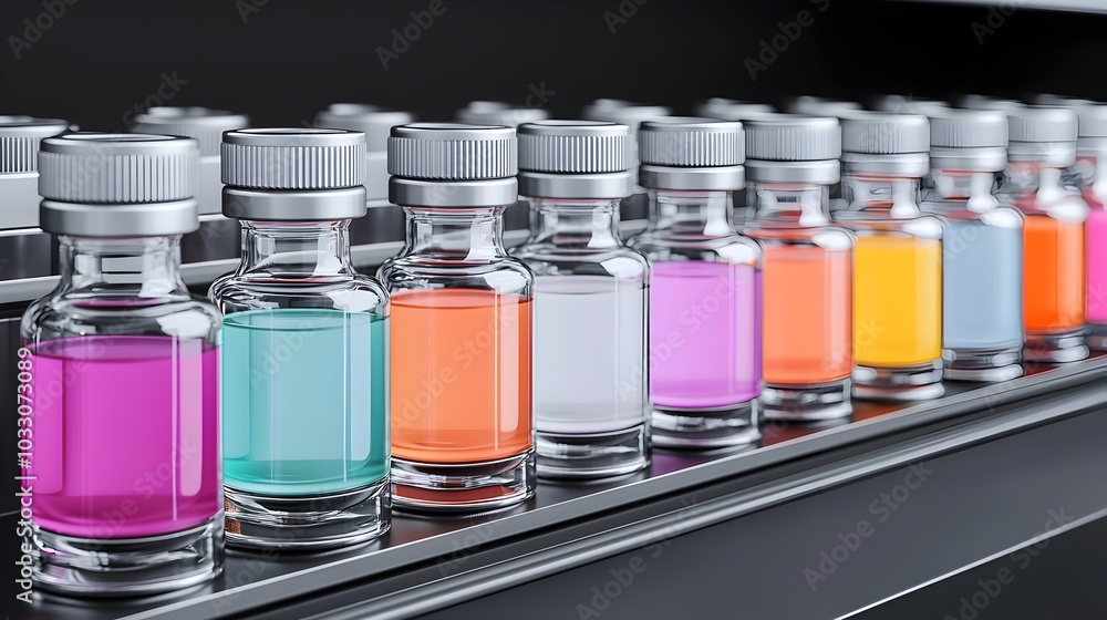 High Speed Automated Bottling Line with Colorful Liquids Showcases Modern Production Efficiency High Speed Automated Bottling Line with Colorful Liquids Showcases Modern Production Efficiency