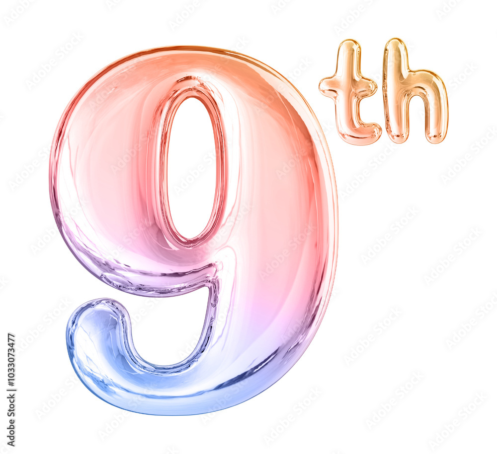 9th Anniversary Gradient Number 3D Illustration 9th Anniversary Gradient Number 3D Illustration