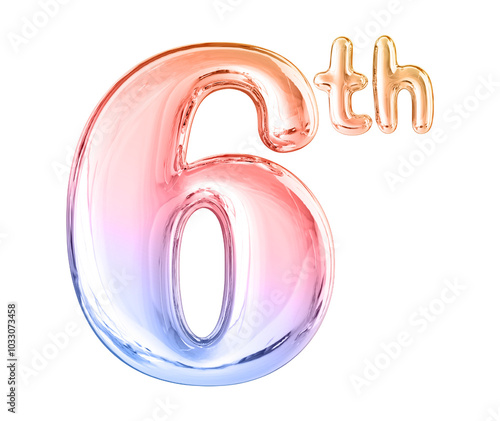 6th Anniversary Gradient Number 3D Illustration