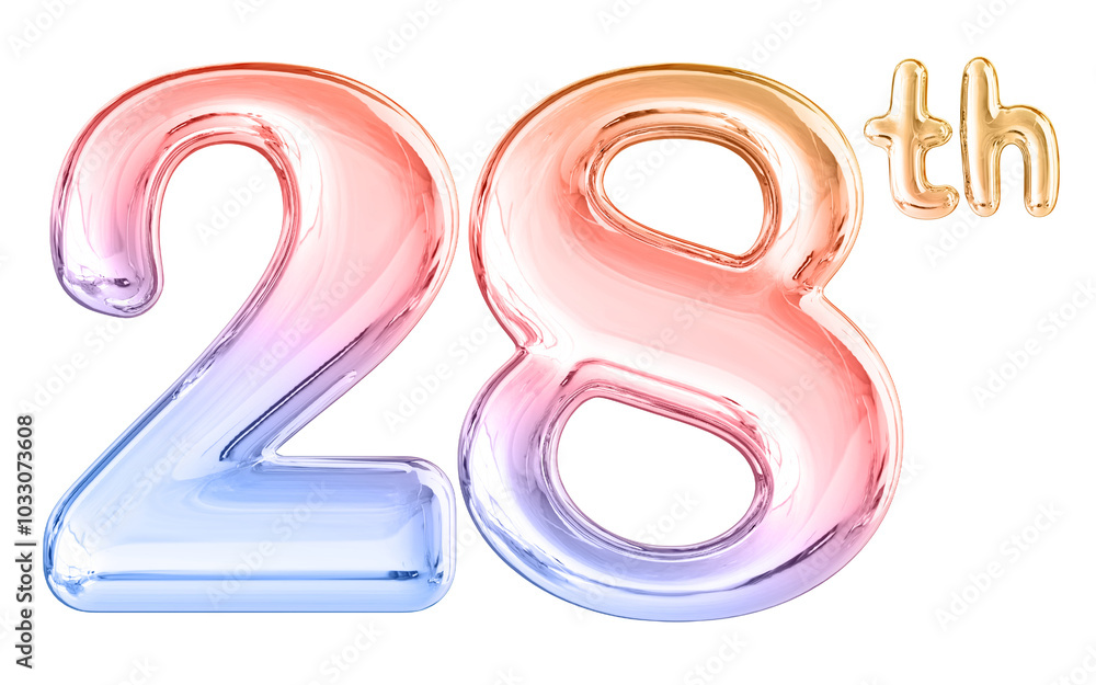 28th Anniversary Gradient Number 3D Illustration 28th Anniversary Gradient Number 3D Illustration