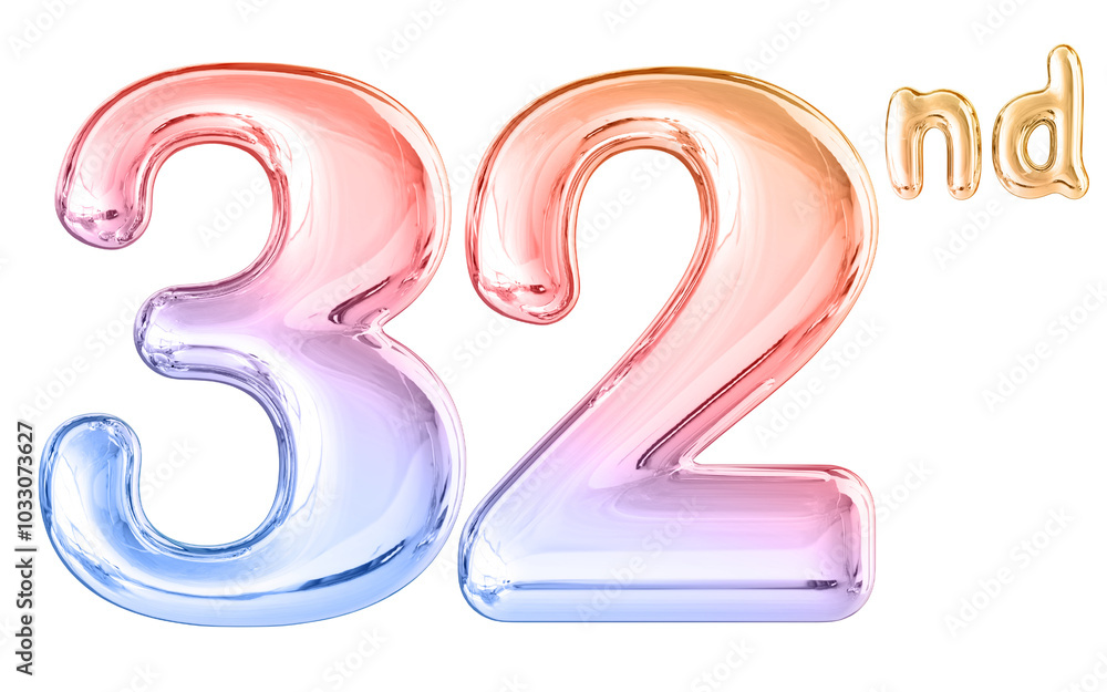 32nd Anniversary Gradient Number 3D Illustration 32nd Anniversary Gradient Number 3D Illustration