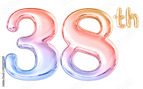 38th Anniversary Gradient Number 3D Illustration