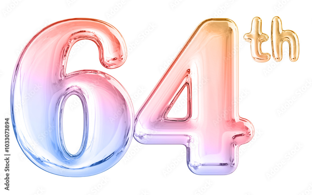 64th Anniversary Gradient Number 3D Illustration 64th Anniversary Gradient Number 3D Illustration