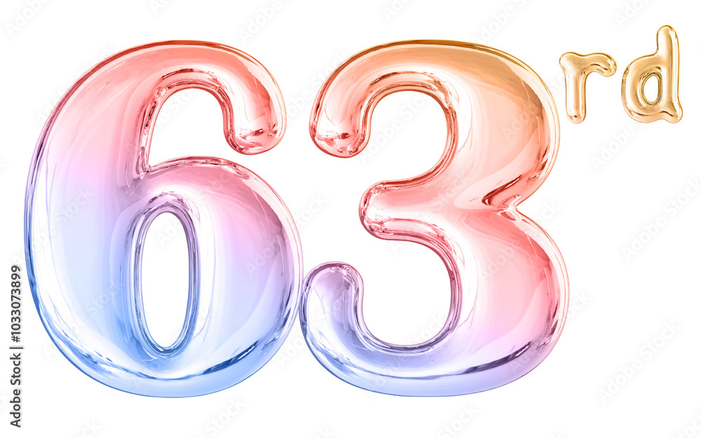 63rd Anniversary Gradient Number 3D Illustration 63rd Anniversary Gradient Number 3D Illustration