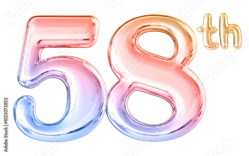 58th Anniversary Gradient Number 3D Illustration