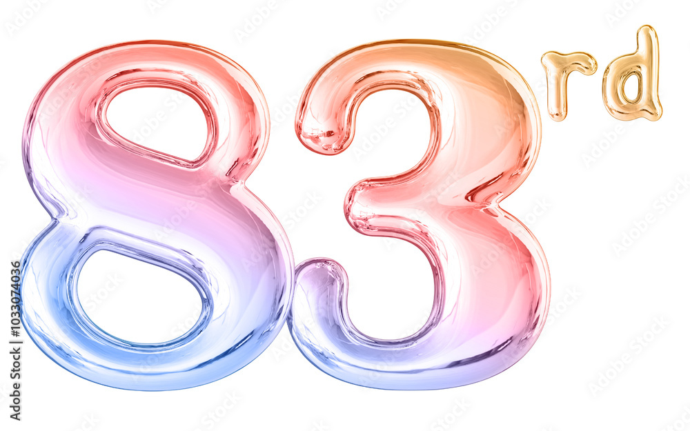 83rd Anniversary Gradient Number 3D Illustration 83rd Anniversary Gradient Number 3D Illustration