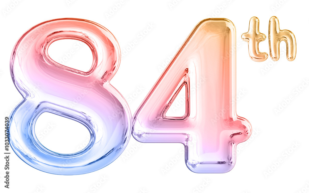 84th Anniversary Gradient Number 3D Illustration 84th Anniversary Gradient Number 3D Illustration
