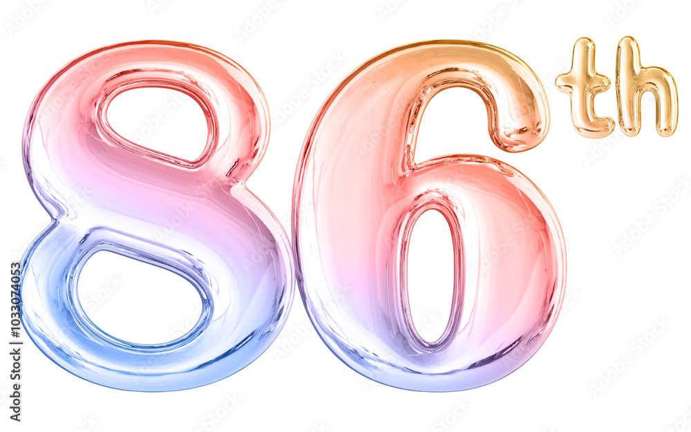 86th Anniversary Gradient Number 3D Illustration 86th Anniversary Gradient Number 3D Illustration