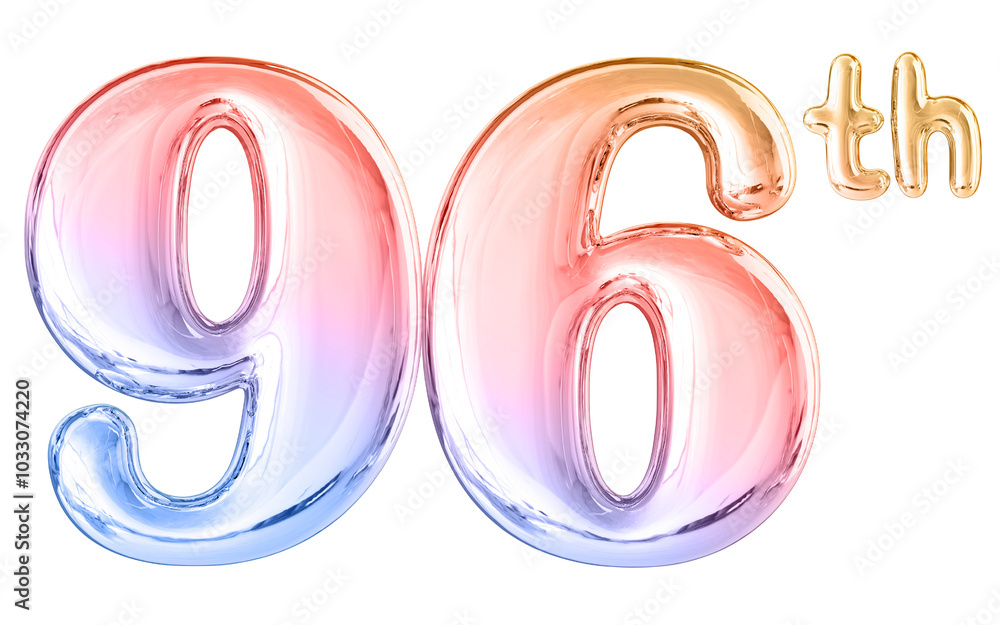96th Anniversary Gradient Number 3D Illustration 96th Anniversary Gradient Number 3D Illustration