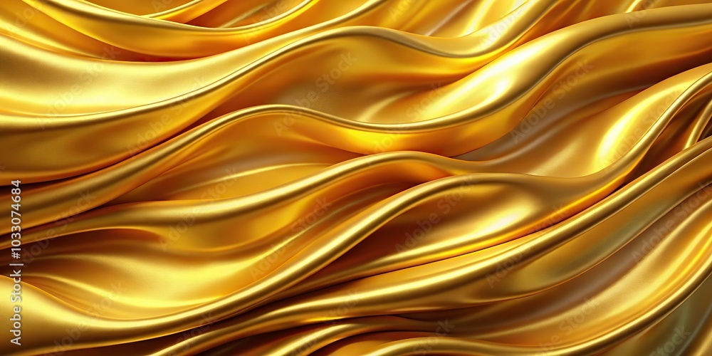 Shiny satin yellow gold fabric with wave and pleat Shiny satin yellow gold fabric with wave and pleat