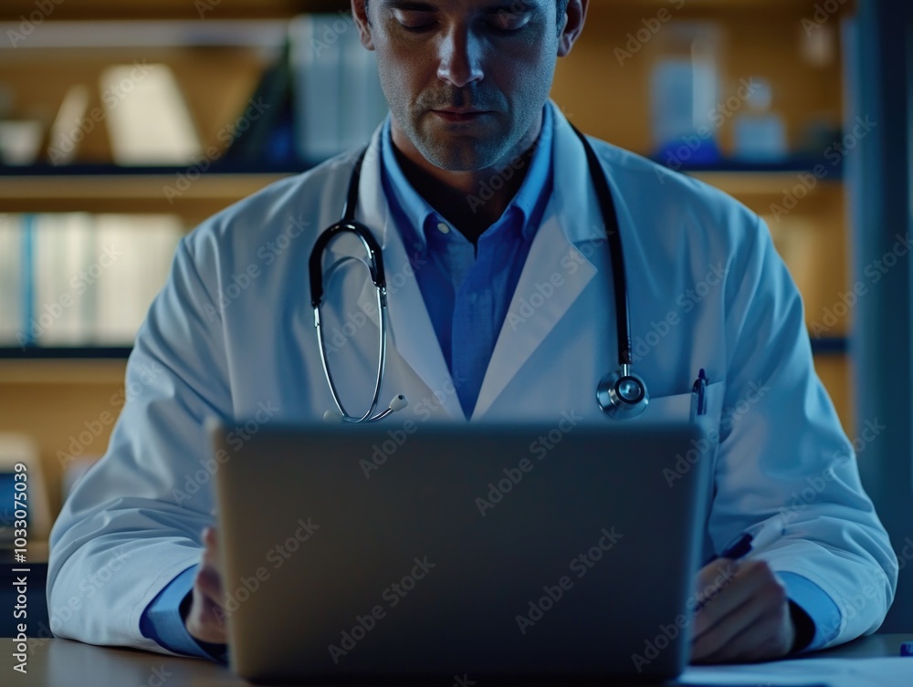 Healthcare Professional Working on Computer Healthcare Professional Working on Computer