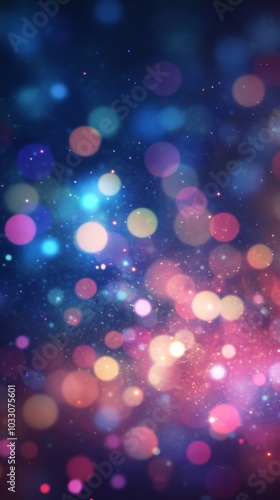 Colorful bokeh lights on a dark background, abstract design. Vibrant celebration and festive concept