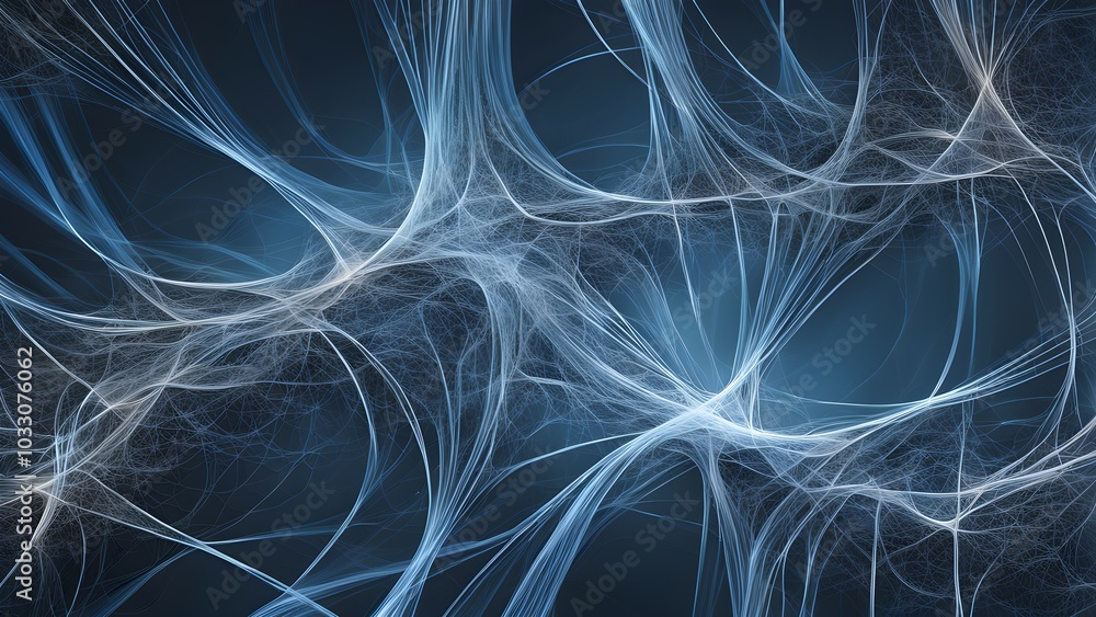 Fototapeta premium Abstract blue and white lines creating a dynamic, ethereal background.