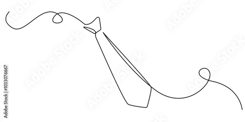 one continuous line drawing of work tie.one line drawing of office tie.single line vector illustration.isolated white background