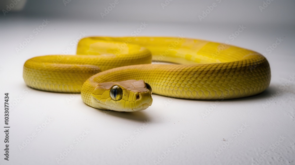 Obraz premium Yellow snake with a black head