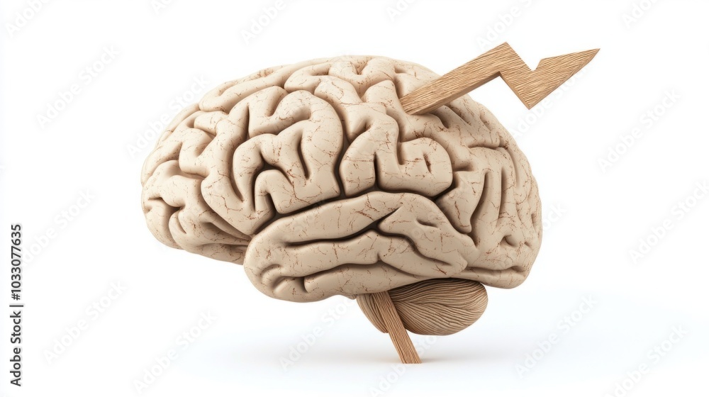 Brain icon with an upward arrow, symbolizing growth in learning and leadership, isolated on white background Brain icon with an upward arrow, symbolizing growth in learning and leadership, isolated on white background