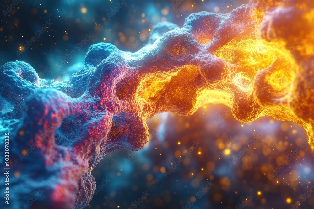 Fototapeta premium Abstract representation of molecular structures with vibrant colors and glowing effects.