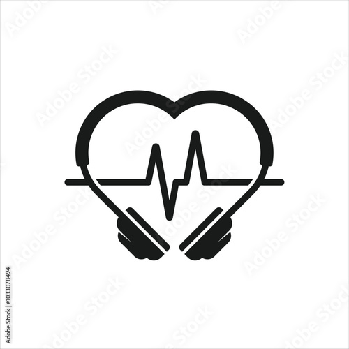 Heart Love with Headphone Music Logo Design Inspiration 
