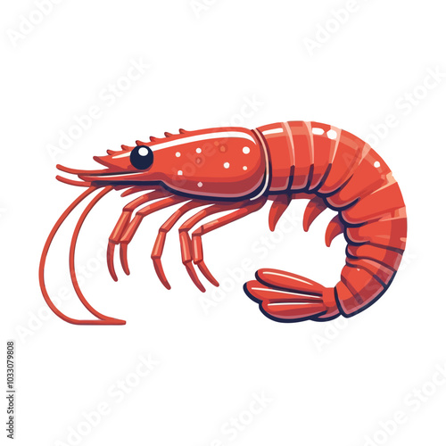 Shrimp flat isolated illustration