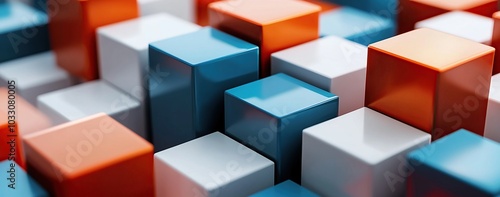 Abstract background with colorful cubes on a white surface, suitable for a business concept