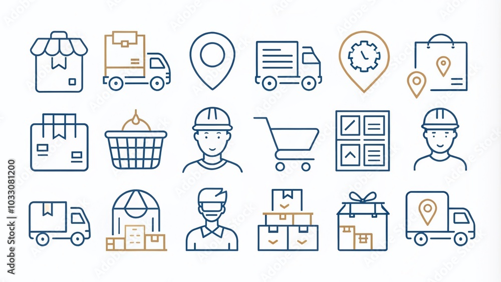 Delivery and Shopping Line Icons Collection - Thin Outline Vector Illustrations for UI Design Delivery and Shopping Line Icons Collection - Thin Outline Vector Illustrations for UI Design
