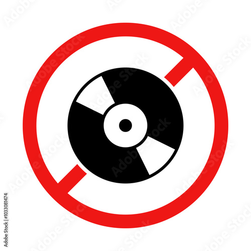 No Vinyl Record Sign on White Background