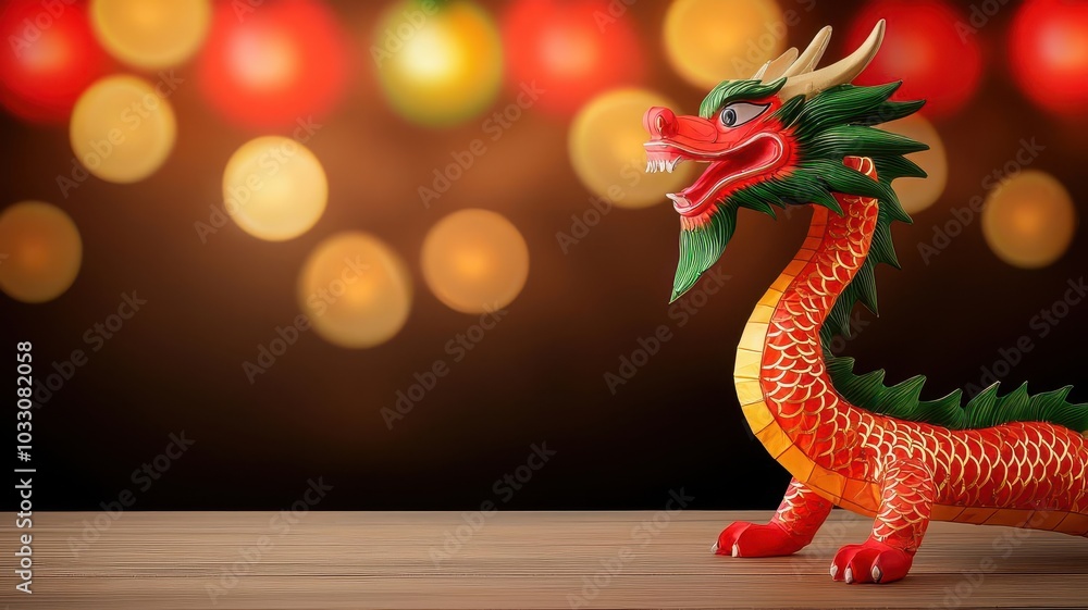 Majestic dragonshaped lanterns illuminating the night sky, with bright reds, greens, and golds casting a mystical glow over the festival, 3D illustration Majestic dragonshaped lanterns illuminating the night sky, with bright reds, greens, and golds casting a mystical glow over the festival, 3D illustration