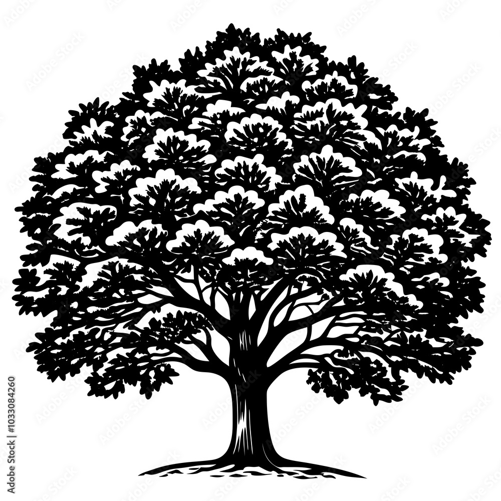 Obraz premium big tree. Oaktree vector on a white background.silhouette 