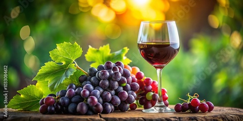 Wallpaper Mural Elegant Glass of Wine with Fresh Grapes - Perfect Product Photography for Wine Lovers Torontodigital.ca